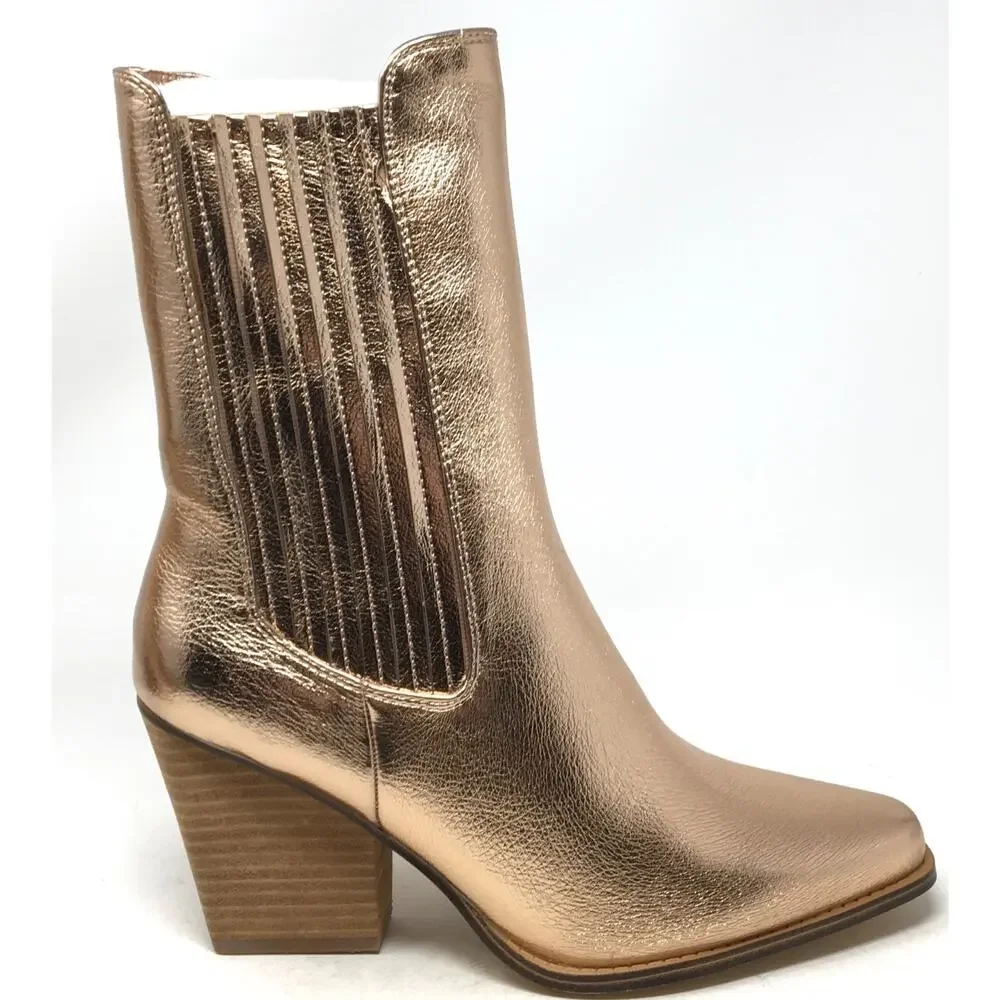 Chinese Laundry Cali Women's Size 11 Metallic Copper Stacked Heel Bootie